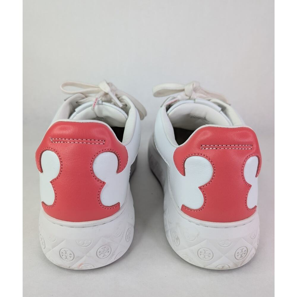 Tory Burch Ladybug Sneakers Clean Preppy East Coast White Pink Logo Size 11M - Picture 3 of 11